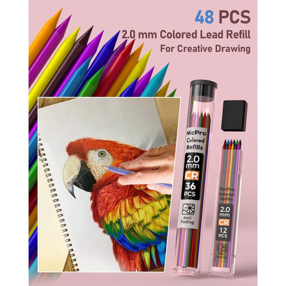 Nicpro_47PCS_Aesthetic_School_Supplies_in_Big_Capacity_Pen_Case,_Cute_Pastel_Mechanical_Pencils_0.5,_0.7,_0.9_&_2mm_Lead_Holder_with_25_Tube_Lead_Refills_4B_2B_HB_2H_Color,_Erasers_for_Student_Writing
