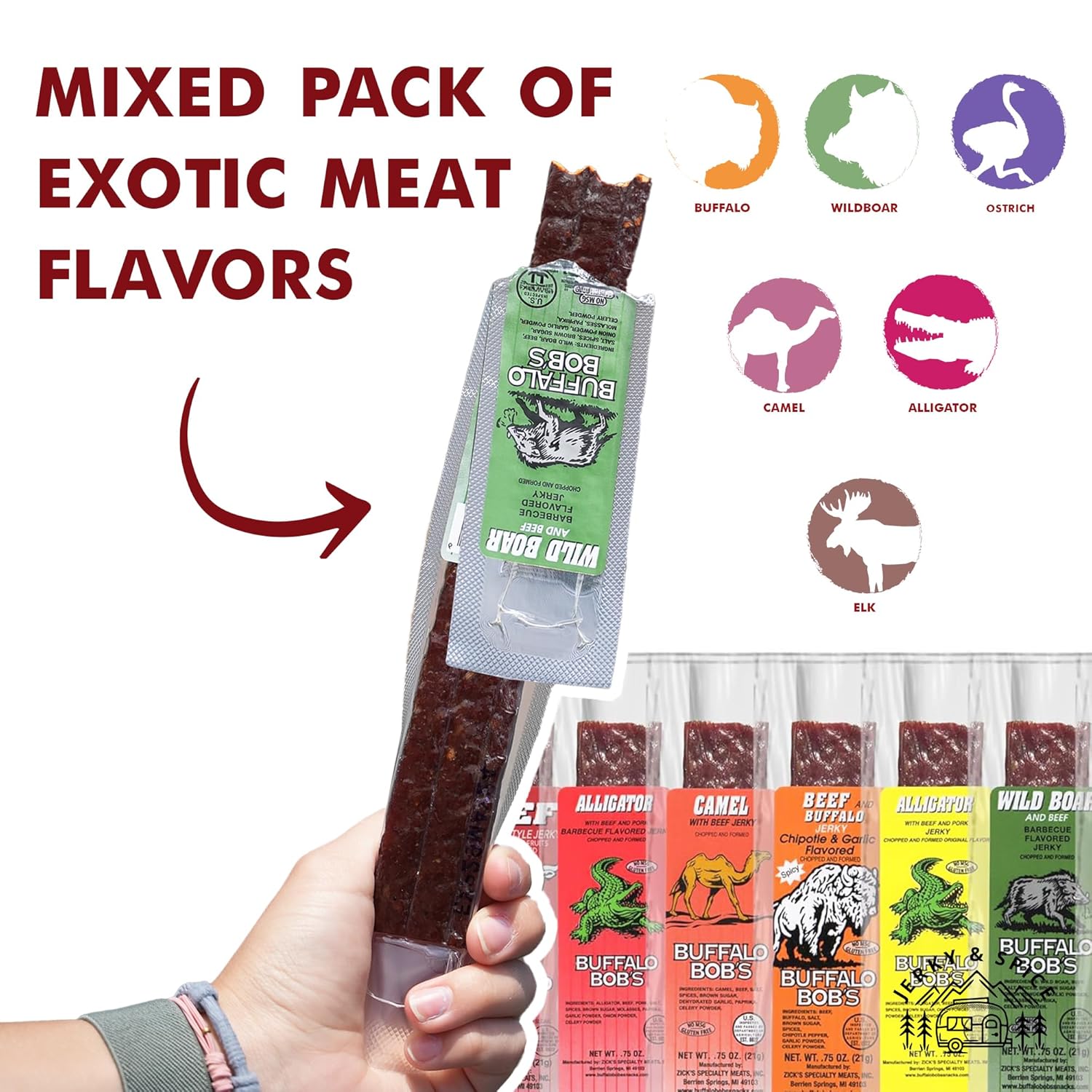 Buffalo_Bob's_Wild_Game_Meat_Snacks_(6_Pack),_Beef_Jerky_Variety_Pack,_Jerky_Gift_Baskets_for_Fathers/Dad,_Exotic_Random_Jerky_Sampler_Set,_Mens_Hunting_Stocking_Stuffers,_Jerky_Gift_Set