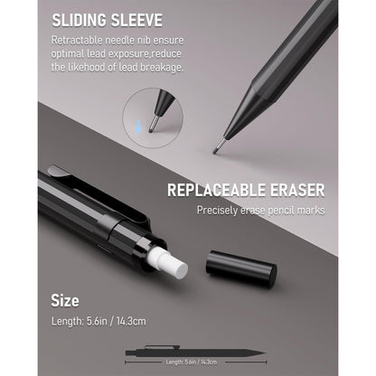 Four_Candies_Metal_Mechanical_Pencils_0.5mm,_2PCS_Mechanical_Pencils_0.5_with_Dual_Spring,_8_Tubes_HB_Lead_Refills,_2PCS_4B_Erasers_and_18PCS_Eraser_Refills,_Mechanical_Pencil_Set_for_Writing_Drawing