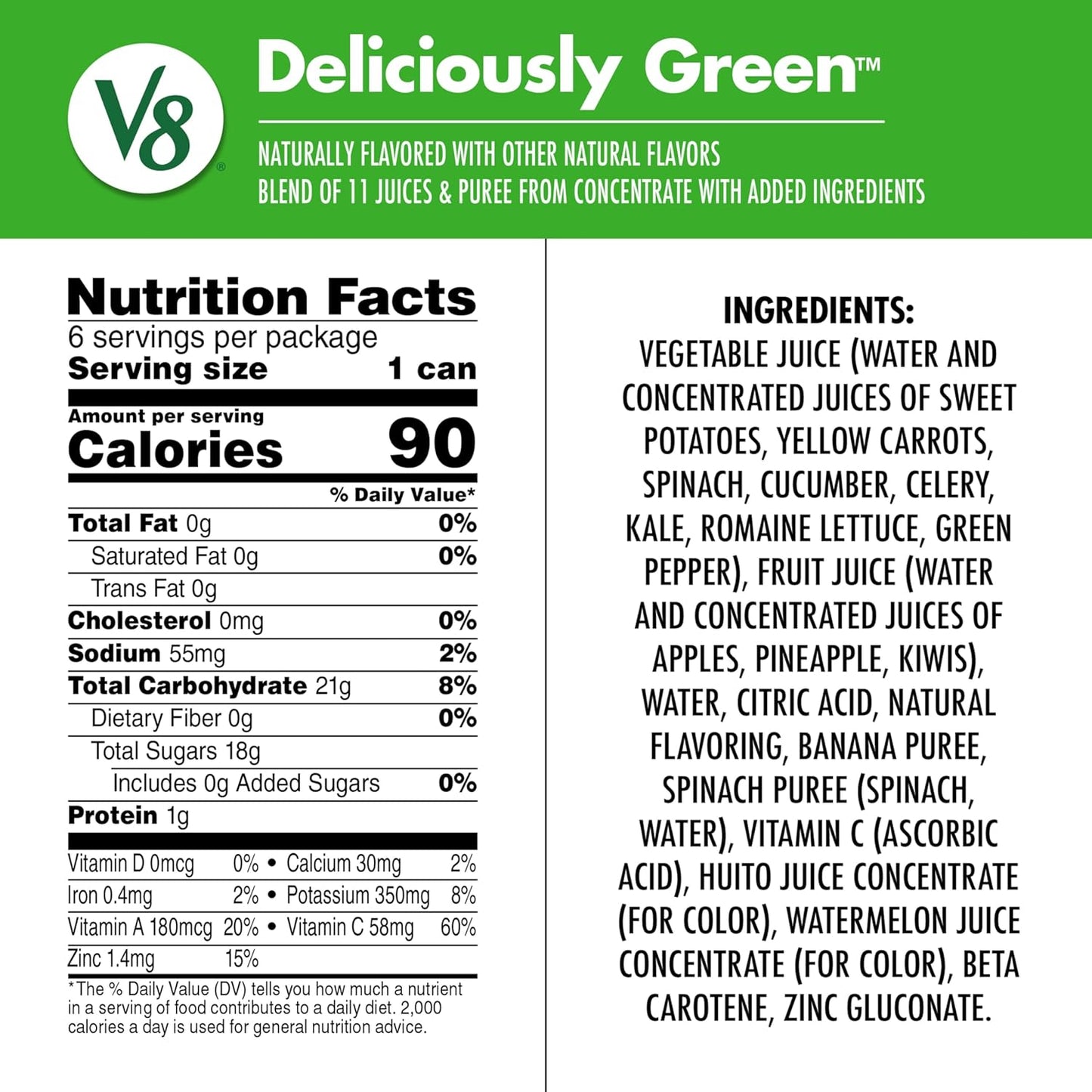 V8_Deliciously_Green_100%_Fruit_and_Vegetable_Juice,_8_fl_oz_Can_(6_Pack)_(Case_of_4)
