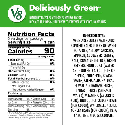 V8_Deliciously_Green_100%_Fruit_and_Vegetable_Juice,_8_fl_oz_Can_(6_Pack)_(Case_of_4)