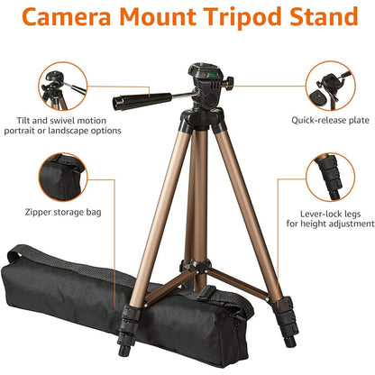 50-inch_Lightweight_Camera_Mount_Tripod_Stand_With_Bag,_Black/Brown