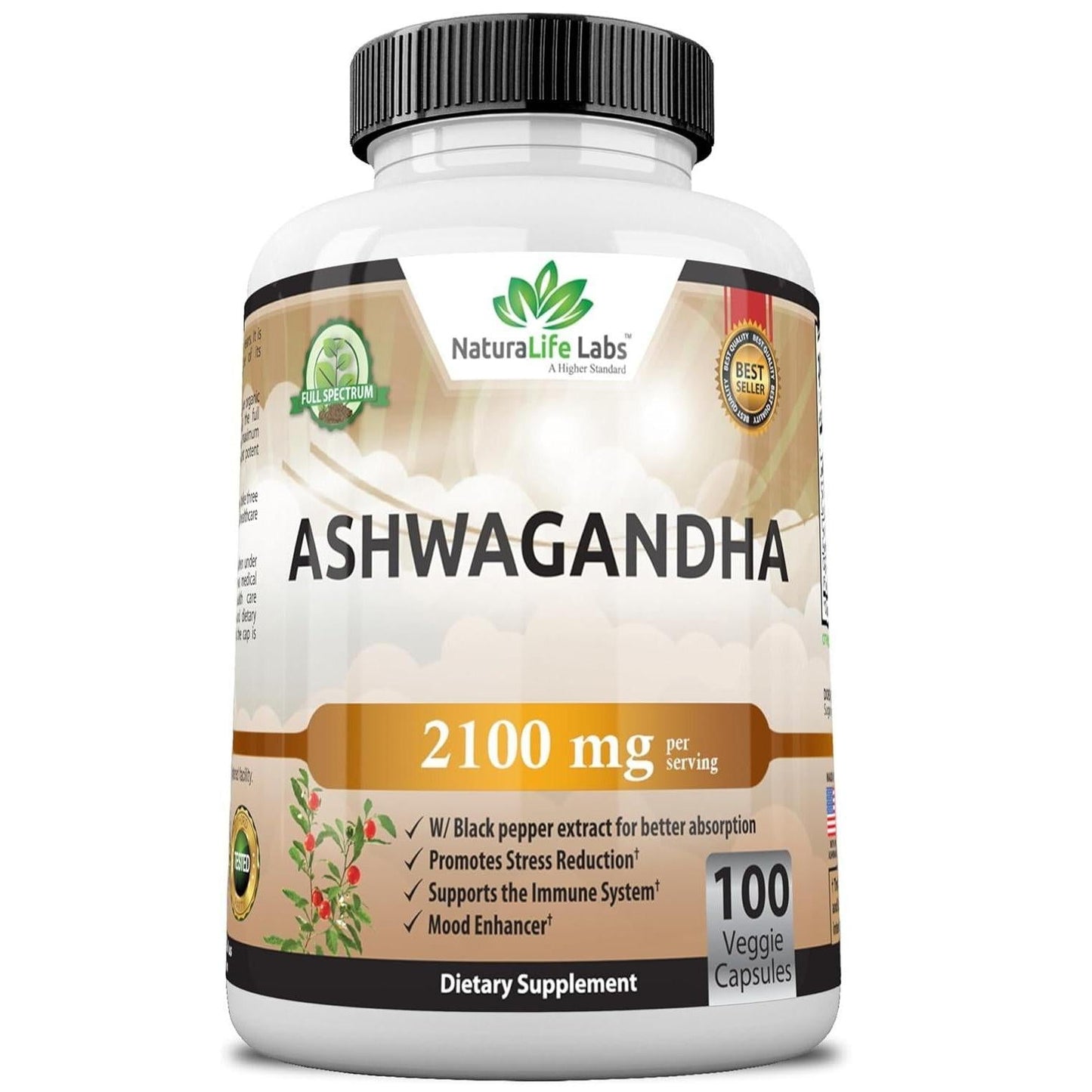 Organic_2,100_mg_-_100_Veggie_Capsules_Pure_Organic_Ashwagandha_Powder_and_Root_Extract_-_Stress_Relief,_Mood_Enhancer
