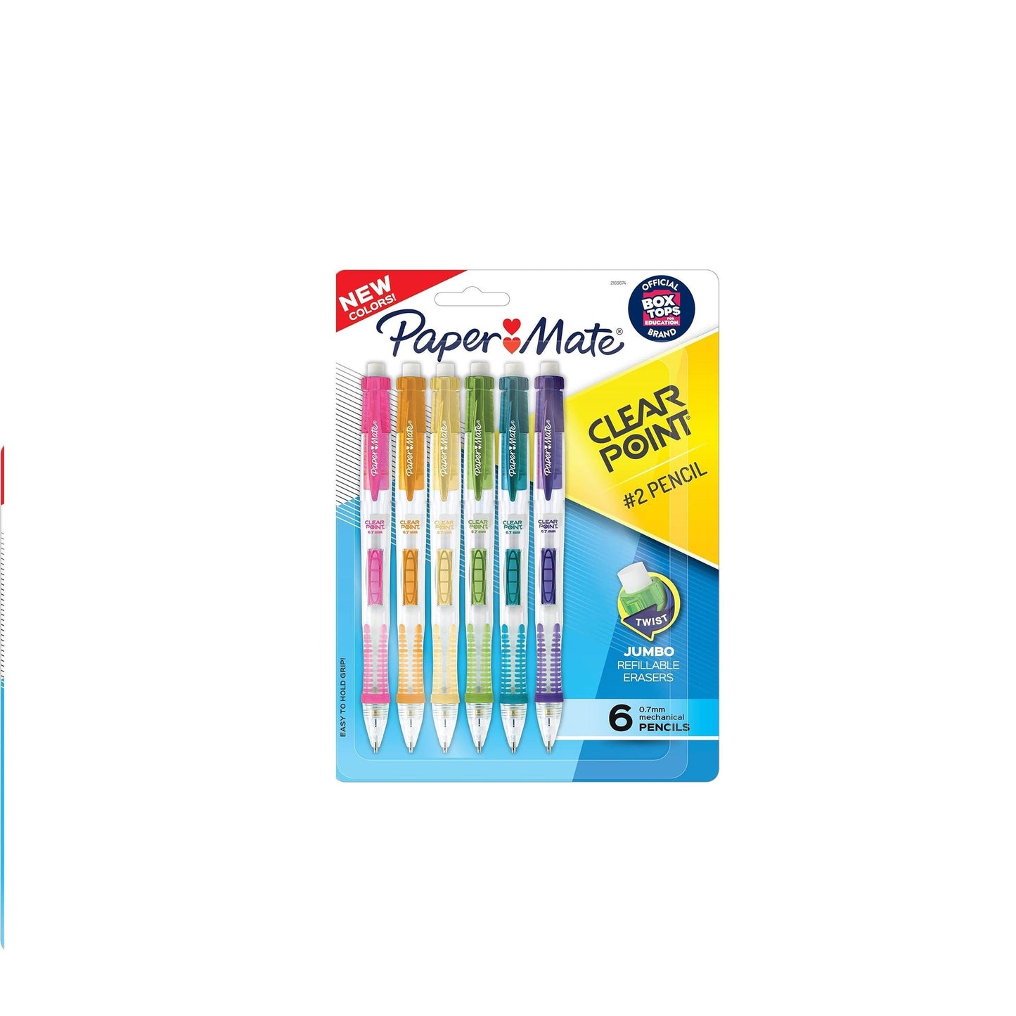 Paper_Mate_Clearpoint_Mechanical_Pencils_0.7mm_HB_#2_Pencils_Lead_6_Count_Assorted_Barrel_Colors_Soft_Grip_Design