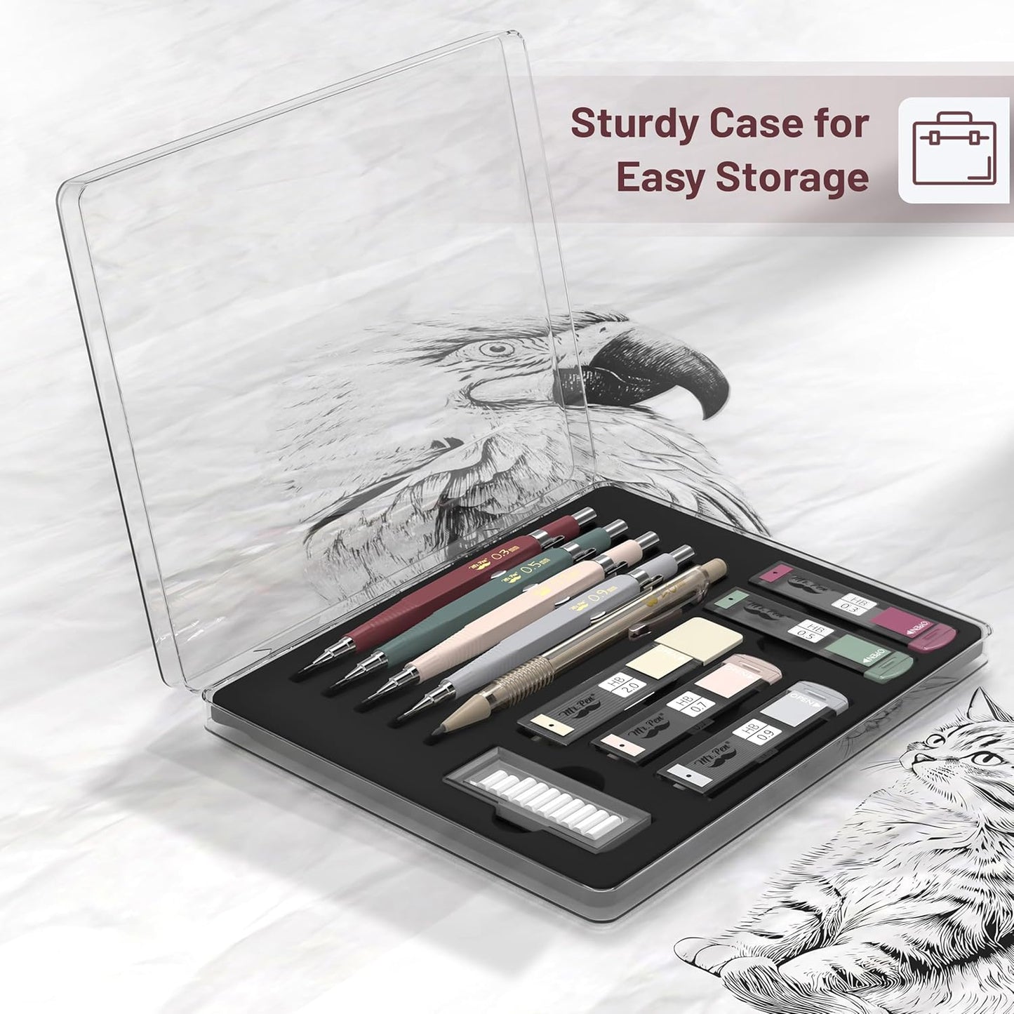 Mechanical_Pencil_Set_with_Leads_and_Eraser_Refills,_5_Sizes_-_0.3,_0.5,_0.7,_0.9_and_2_Mm,_for_Drafting,_Drawing_and_Sketching