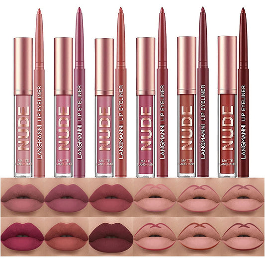 BestLand_12Pcs_Matte_Liquid_Lipstick_+_Lip_Liner_Pens_Set_-_One_Step_Lips_Makeup_Kits_Pigment_Velvety_Nude_Lip_Stain_Waterproof_Long_Wear_Lip_Gloss_Make_up_Gift_Set,_Cosmetic_Glossy_Cosmetic_Glossy_Lip_Care_Long_Lasting