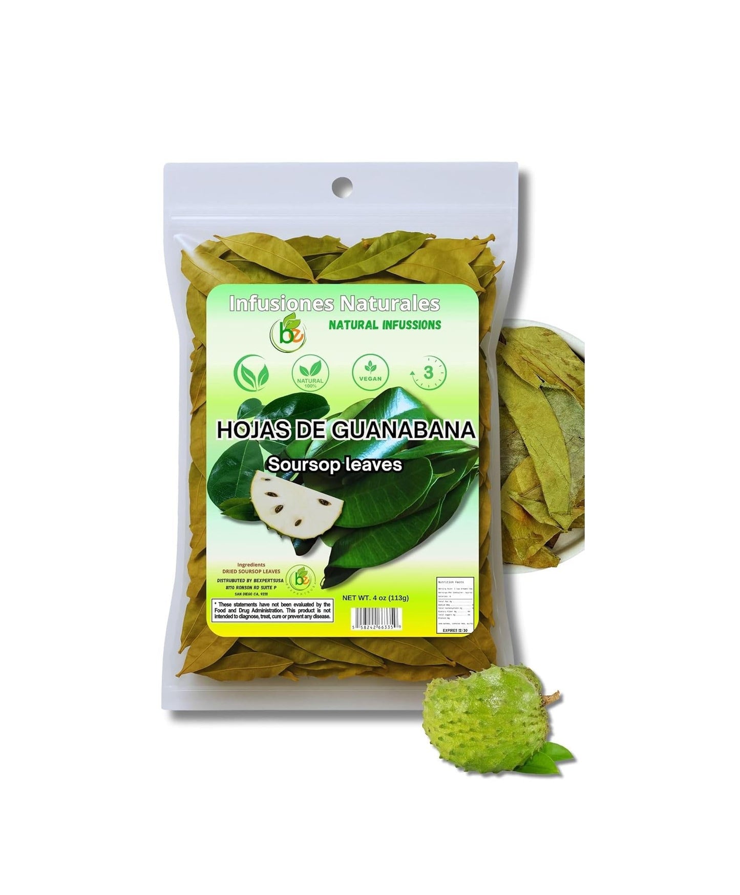 Guanabana_Hojas_(Soursop_Leaves_Tea)_–_Jumbo_4_oz_100%_Natural,_Vegan,_Non-GMO,_Wildcrafted_&_Authentic_Caffeine-Free_Herbal_Tea_Makes_30+_Cups_Beverage