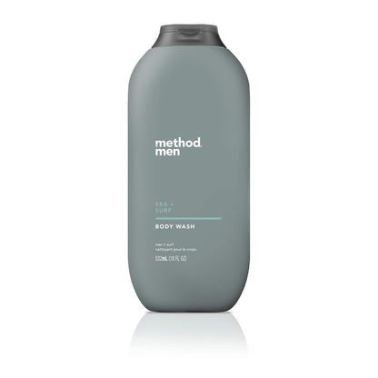 Method_Men_Body_Wash,_Sea_+_Surf,_Paraben_and_Phthalate_Free,_18_fl_oz_Pack_of_1_Body_Care_Gel_Scent_Soap_Fragrance_Aroma_Cleanser_Shower_Gel_Cleansing