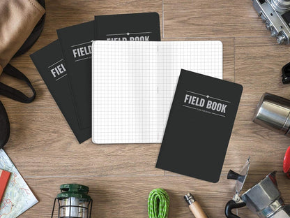 Elan_Publishing_Company_Field_Notebook/Pocket_Journal_-_3.5"x5.5"_Black_Graph_Memo_Book_Pack_of_5