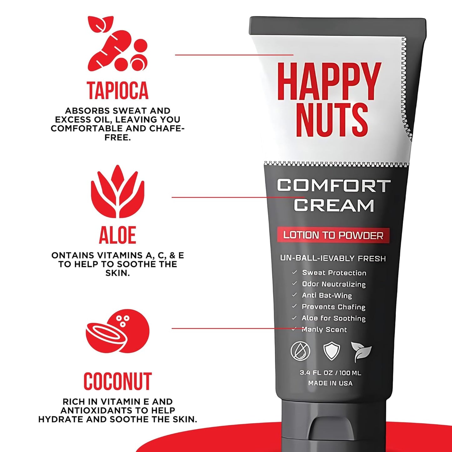 HAPPY_NUTS_Comfort_Cream_Deodorant_For_Men:_Anti-Chafing_Sweat_Defense,_Odor_Control,_Aluminum-Free_Mens_Deodorant_&_Hygiene_Products_for_Men_3.4_oz.(1_Pack,_Original)