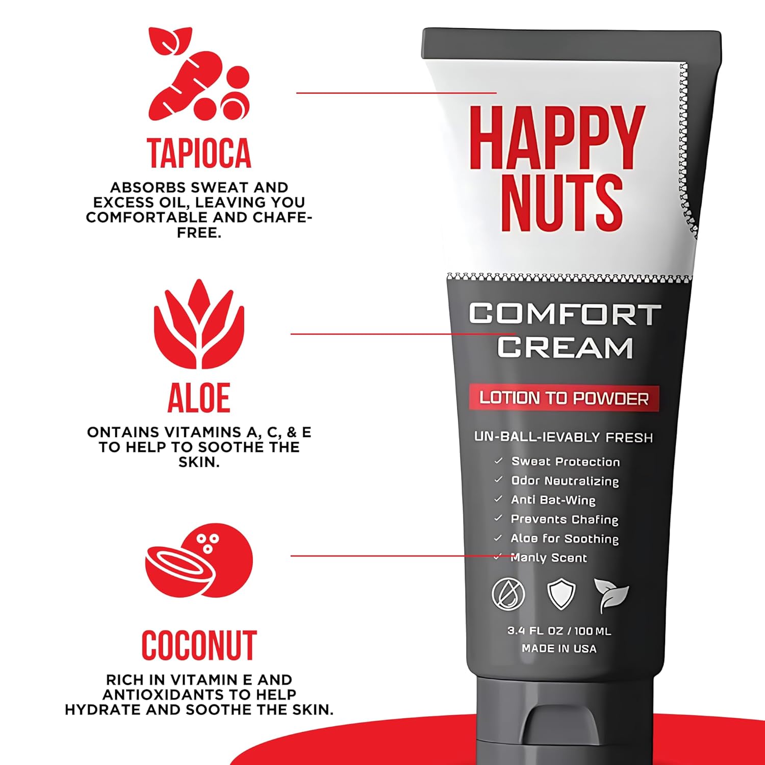 HAPPY_NUTS_Comfort_Cream_Deodorant_For_Men:_Anti-Chafing_Sweat_Defense,_Odor_Control,_Aluminum-Free_Mens_Deodorant_&_Hygiene_Products_for_Men_3.4_oz.(1_Pack,_Original)