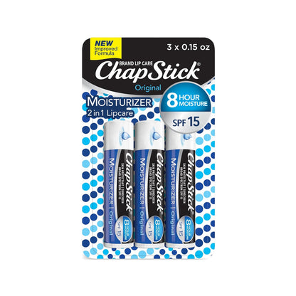 ChapStick_Moisturizer_Original_Lip_Balm_Tubes,_SPF_15_and_Skin_Protectant_-_0.15_Oz,_3_Count_(Pack_of_1)