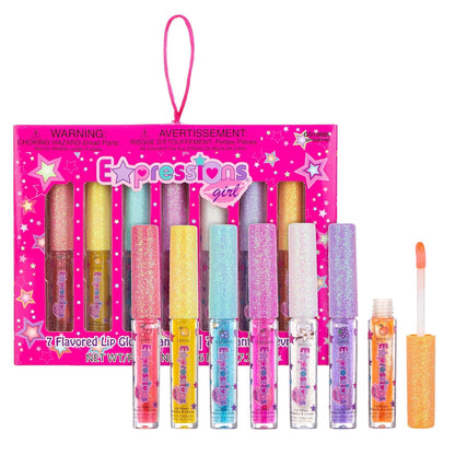 Expressions_7pc_Fruity_Flavored_Lip_Gloss_Set_-_Lip_Gloss_in_Assorted_Fruity_Flavors,_Non_Toxic_Makeup_for_Kids_&_Teens_Lipstick_Glossy_Cosmetic_Lip_Care