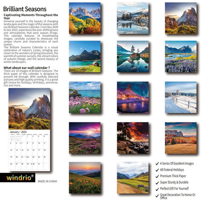 2025_Wall_Calendar,Calendar_2025,_November_2024_-_December_2025,_Wall_Calendar_Brilliant_Seasons,_12"_x_24"_Opened,_Full_Page_Months_Thick_&_Sturdy_Paper_for_Gift_Perfect_Calendar_Organizing_&_Planning