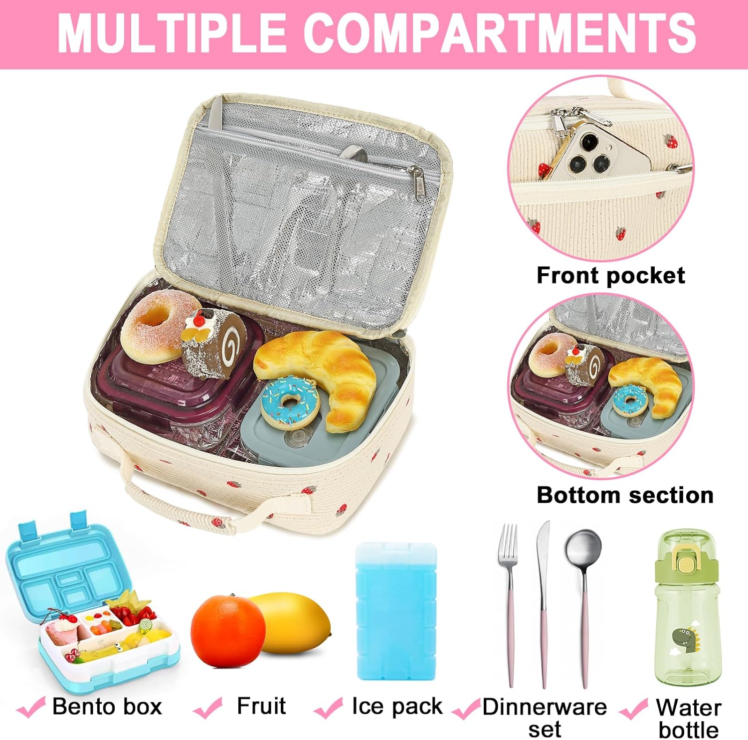 Bluboon_Corduroy_Insulated_Lunch_Bag_for_Girls_-_School_Lunch_Tote_with_Cooler_Compartment