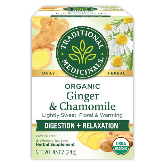 Traditional_Medicinals_Tea,_Organic_Ginger_&_Chamomile,_Occasional_Nausea_Indigestion_Relief,_16_Tea_Bags