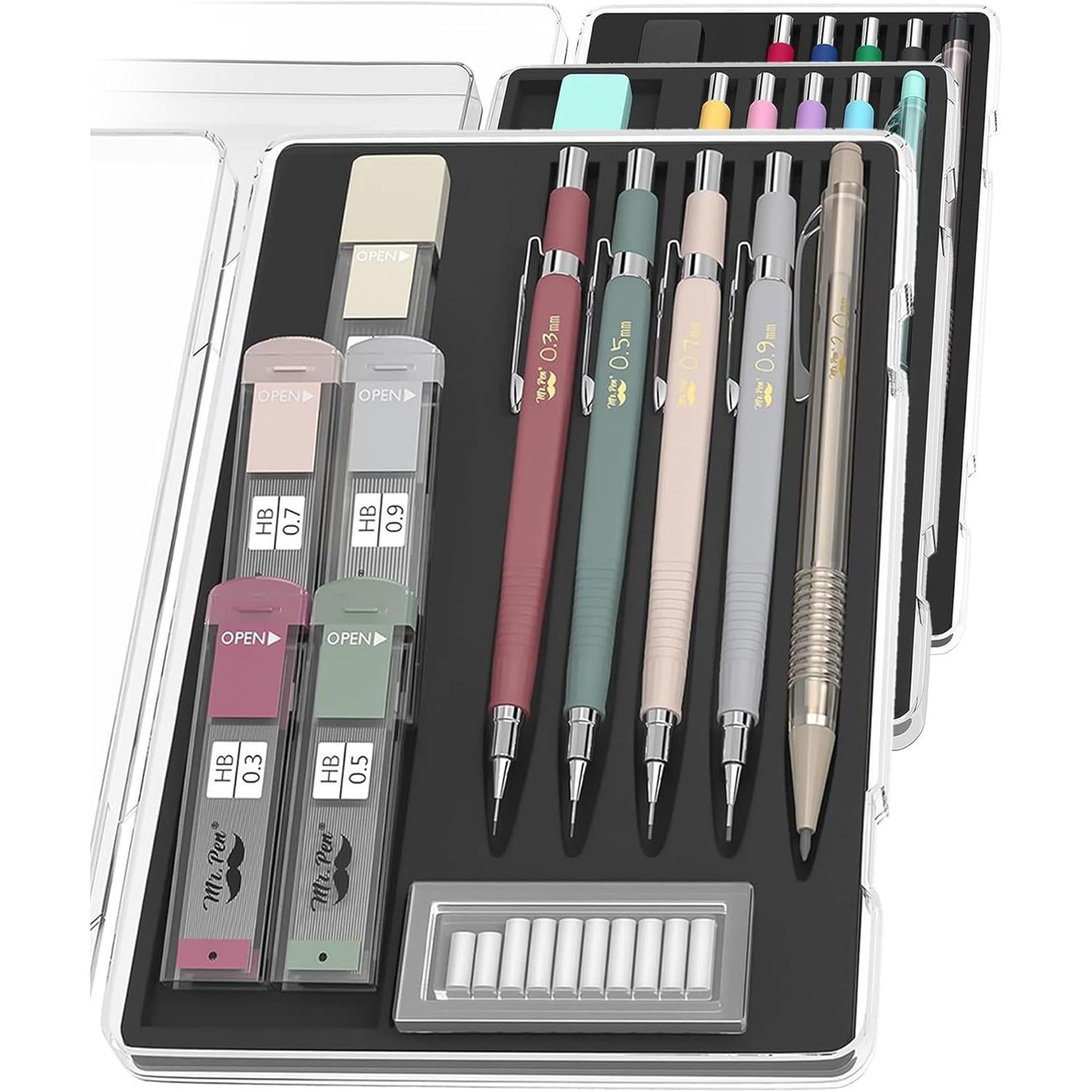 Mechanical_Pencil_Set_with_Leads_and_Eraser_Refills,_5_Sizes_-_0.3,_0.5,_0.7,_0.9_and_2_Mm,_for_Drafting,_Drawing_and_Sketching