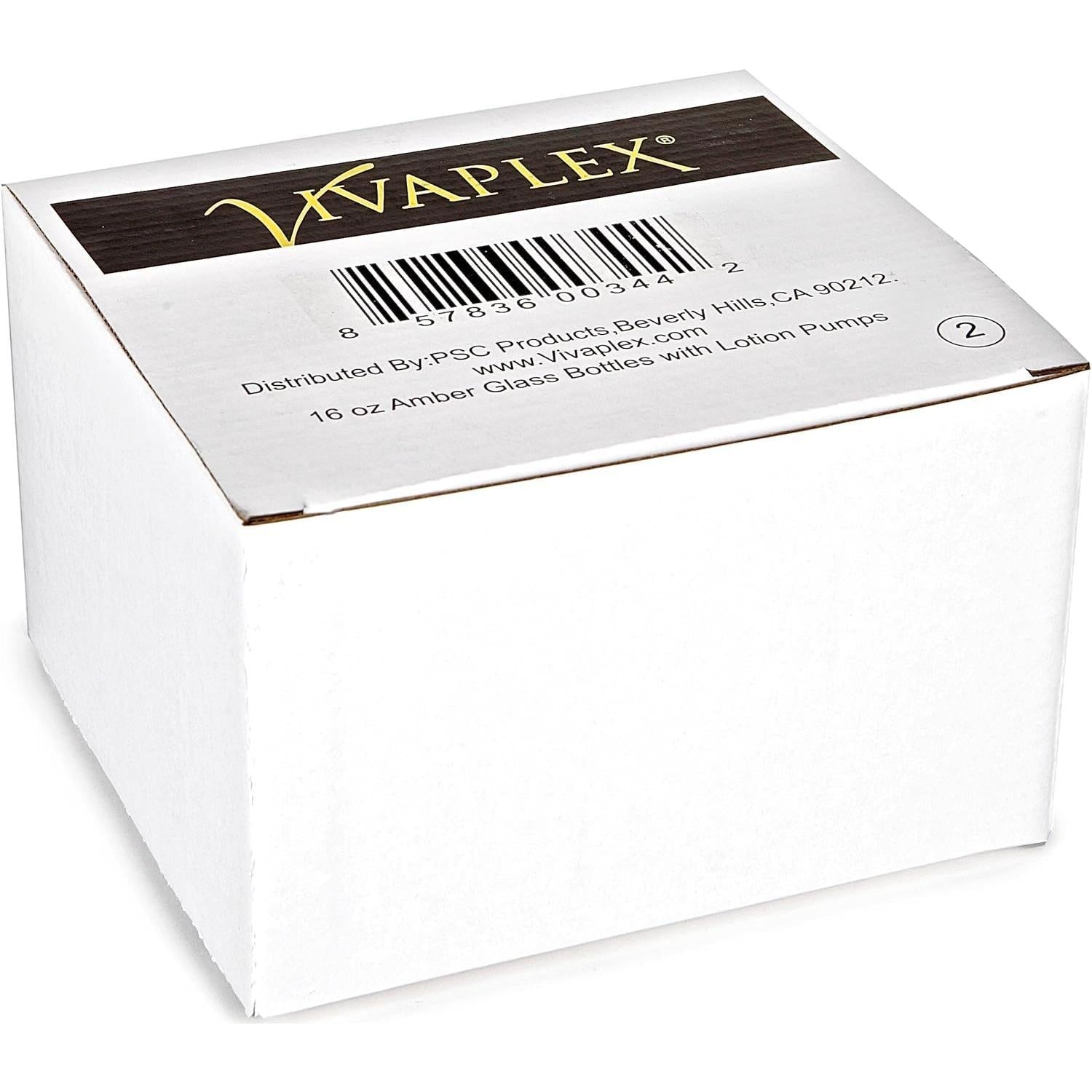 Vivaplex,_2,_Large,_16_oz,_Empty,_Amber_Glass_Bottles_with_Black_Lotion_Pumps