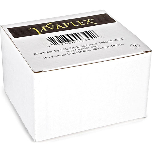Vivaplex,_2,_Large,_16_oz,_Empty,_Amber_Glass_Bottles_with_Black_Lotion_Pumps