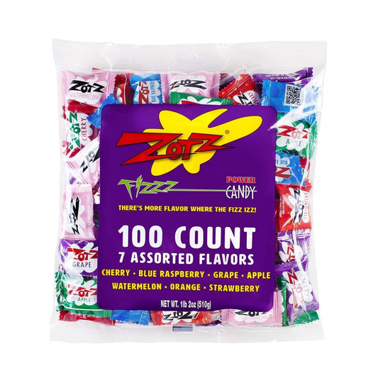 Zotz_Fizzy_Candy_Bag,_Assorted_Flavors,_100_Count_Bag_Snack_Bonbon_Sweet