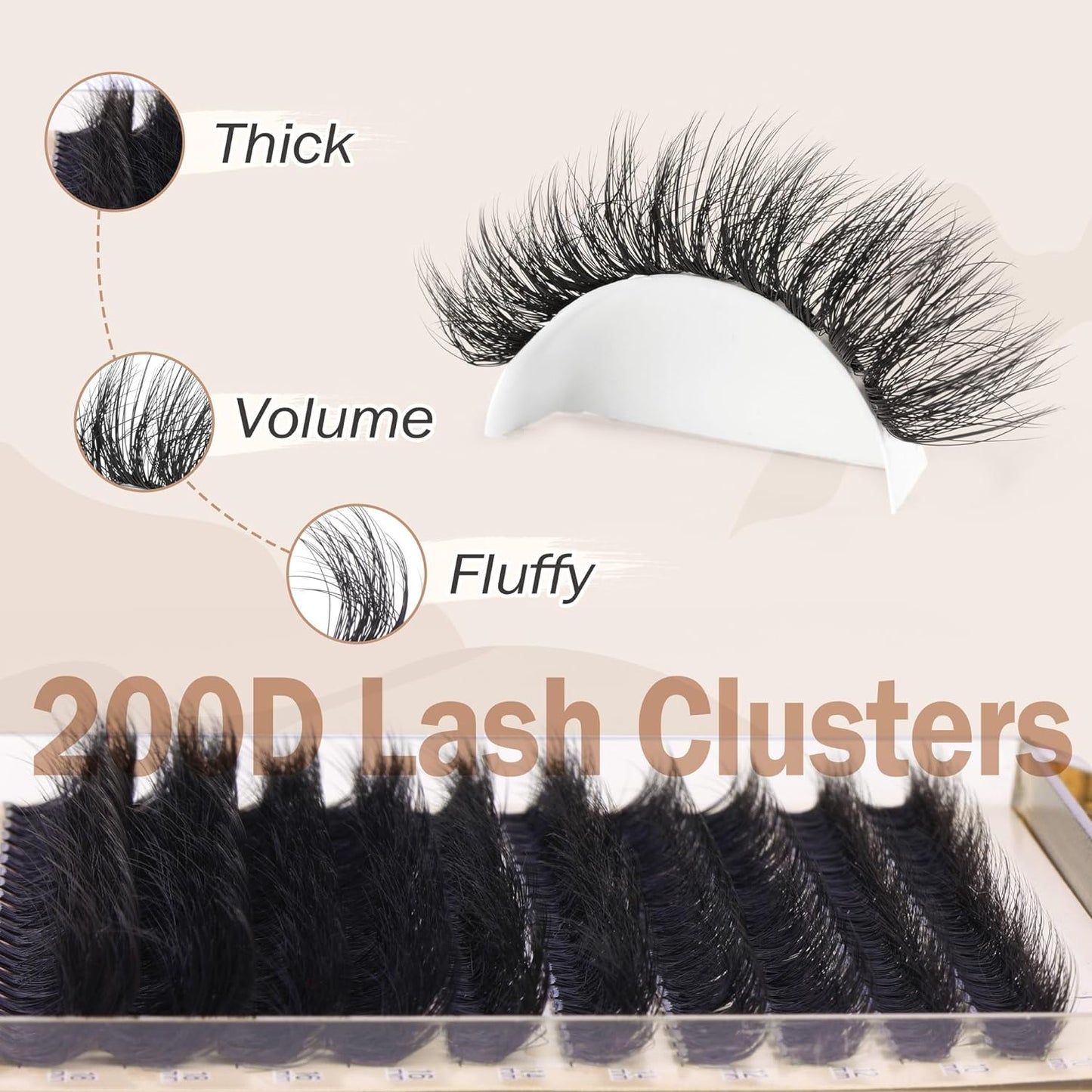 Focipeysa_Lash_Extension_Kit_Thick_Eyelash_Extension_Kit_10-18mm_Fluffy_Lash_Clusters_200D_Individual_Eyelashes_Kit_with_Lash_Bond,_Lash_Remover,_Lash_Applicator,_DIY_Lashes_Extension_Makeup_Cosmetic_Eyelashes_Extensions