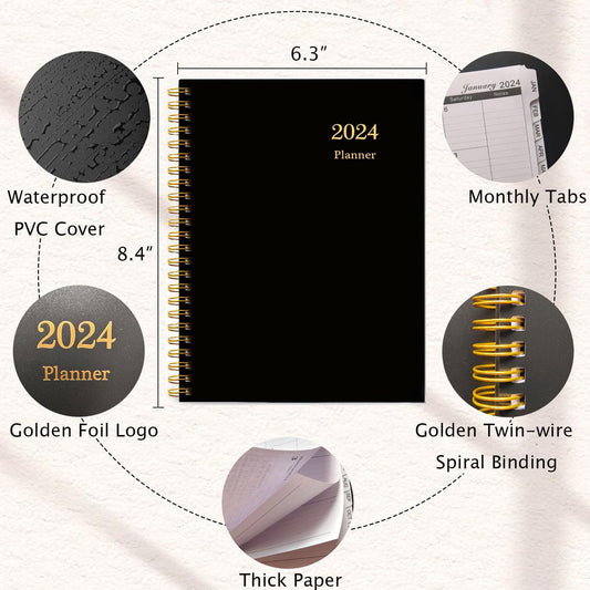 2024_Planner_-_Weekly_and_Monthly_Planner_from_January_2024_-_December_2024,_2024_Daily_Planner_Notebook_with_12_Monthly_Tabs,_Spiral_Twin-Wire_Binding,_6.3"_x_8.4"
