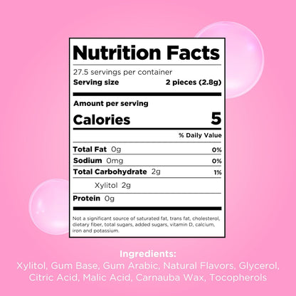 PUR_Gum_|_Aspartame_Free_Chewing_Gum_|_100%_Xylitol_|_Natural_Bubblegum_Flavored_Gum,_55_Pieces_(Pack_of_1)
